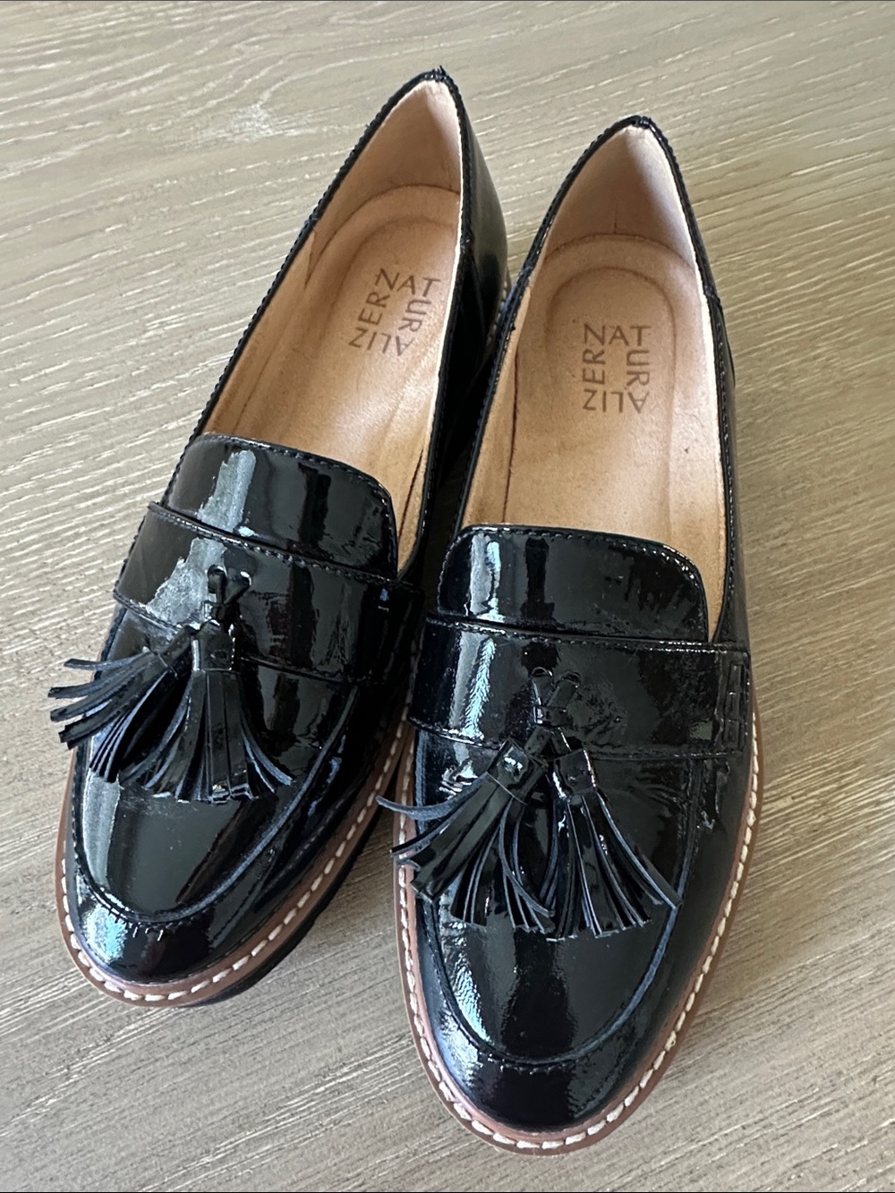 Naturalizer Black Patent Tassel Penny Loafers
